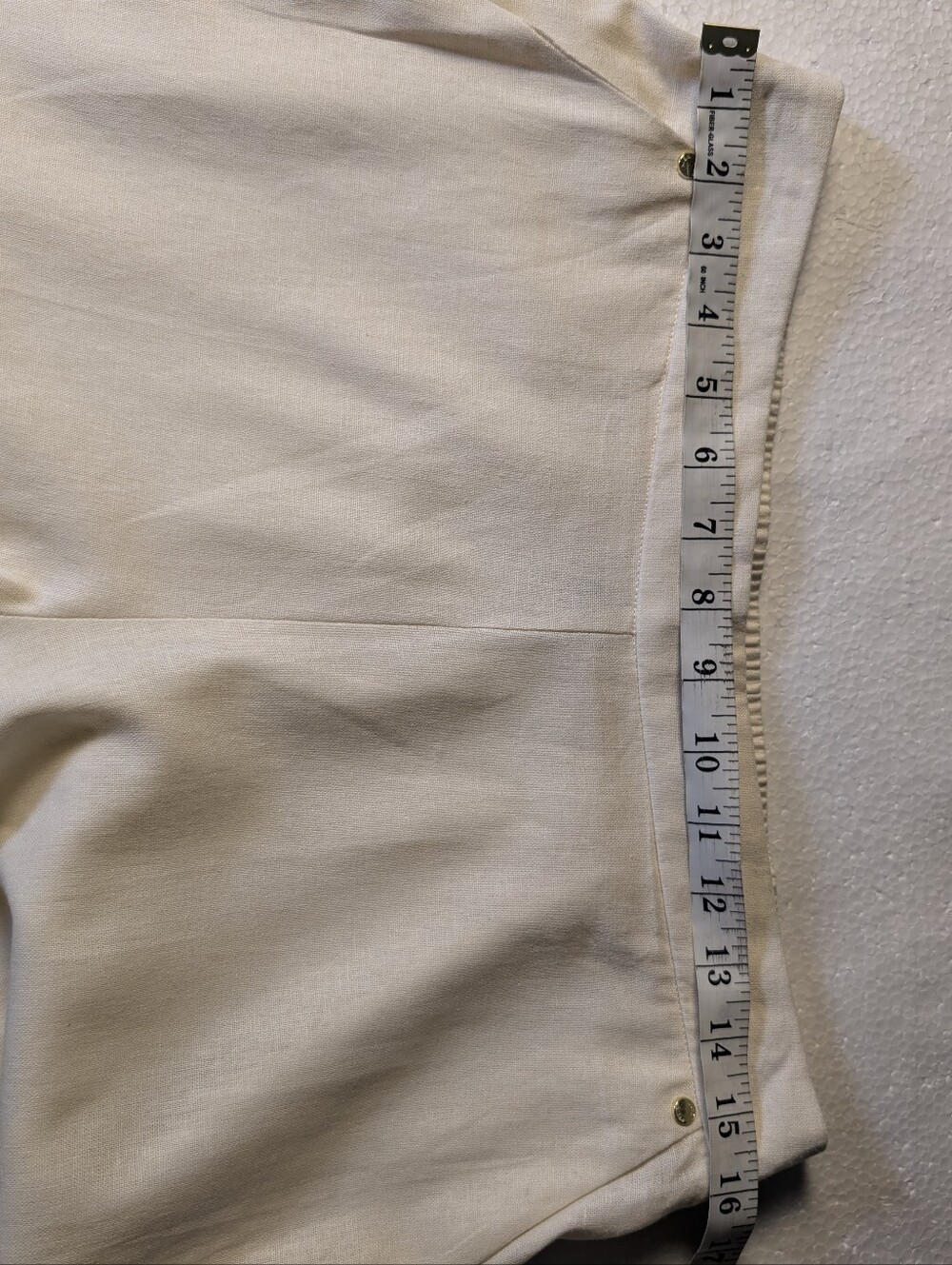 Anne Klein Cream Linen Blend Straight Leg Ankle Pants Lace Hem Size M A-244 - Picture 6 of 10